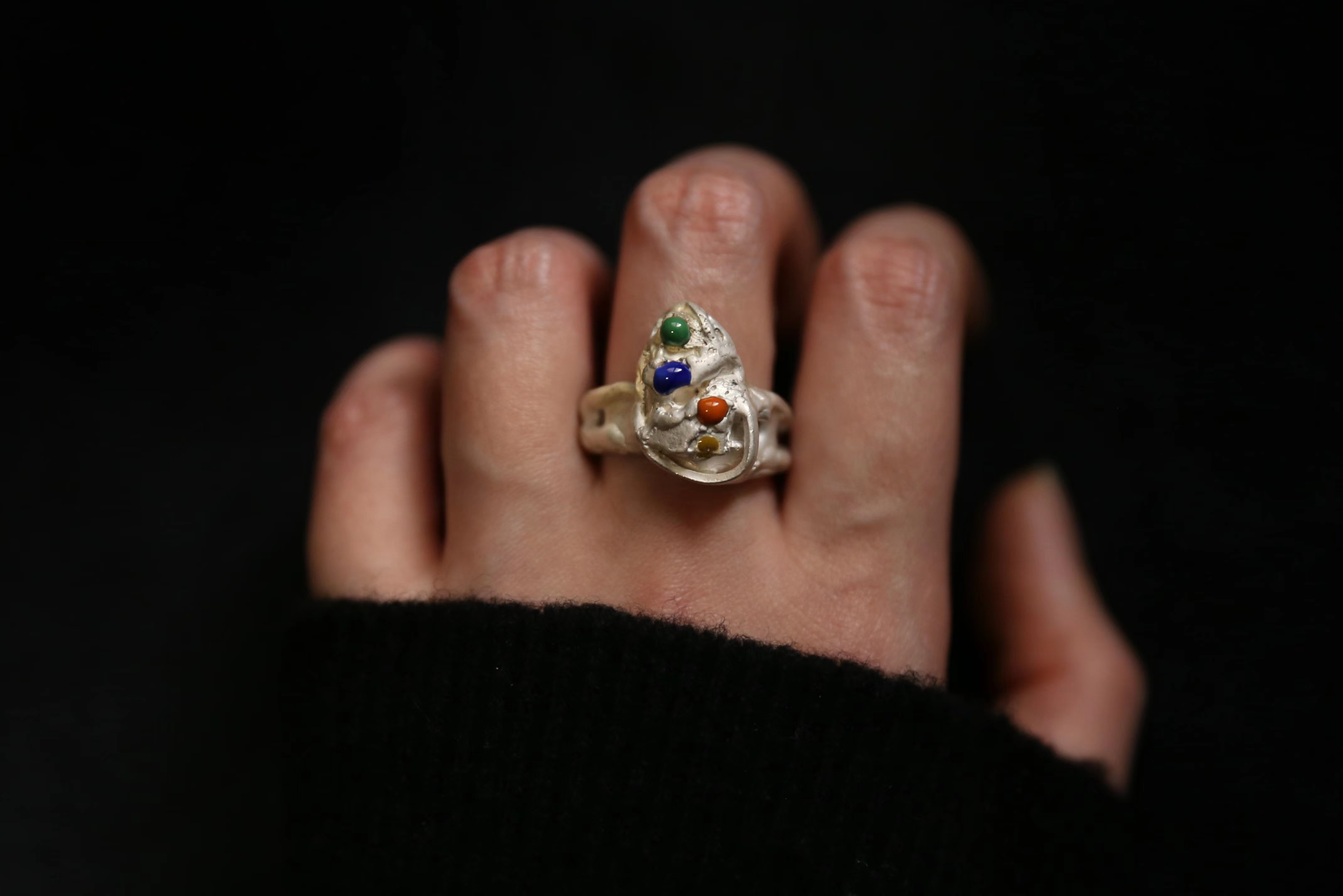 CHEZ BOQUE 冬日童话系列原创手工925银珐琅戒指《彩蛋》