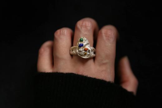 CHEZ BOQUE 冬日童话系列原创手工925银珐琅戒指《彩蛋》 商品图0