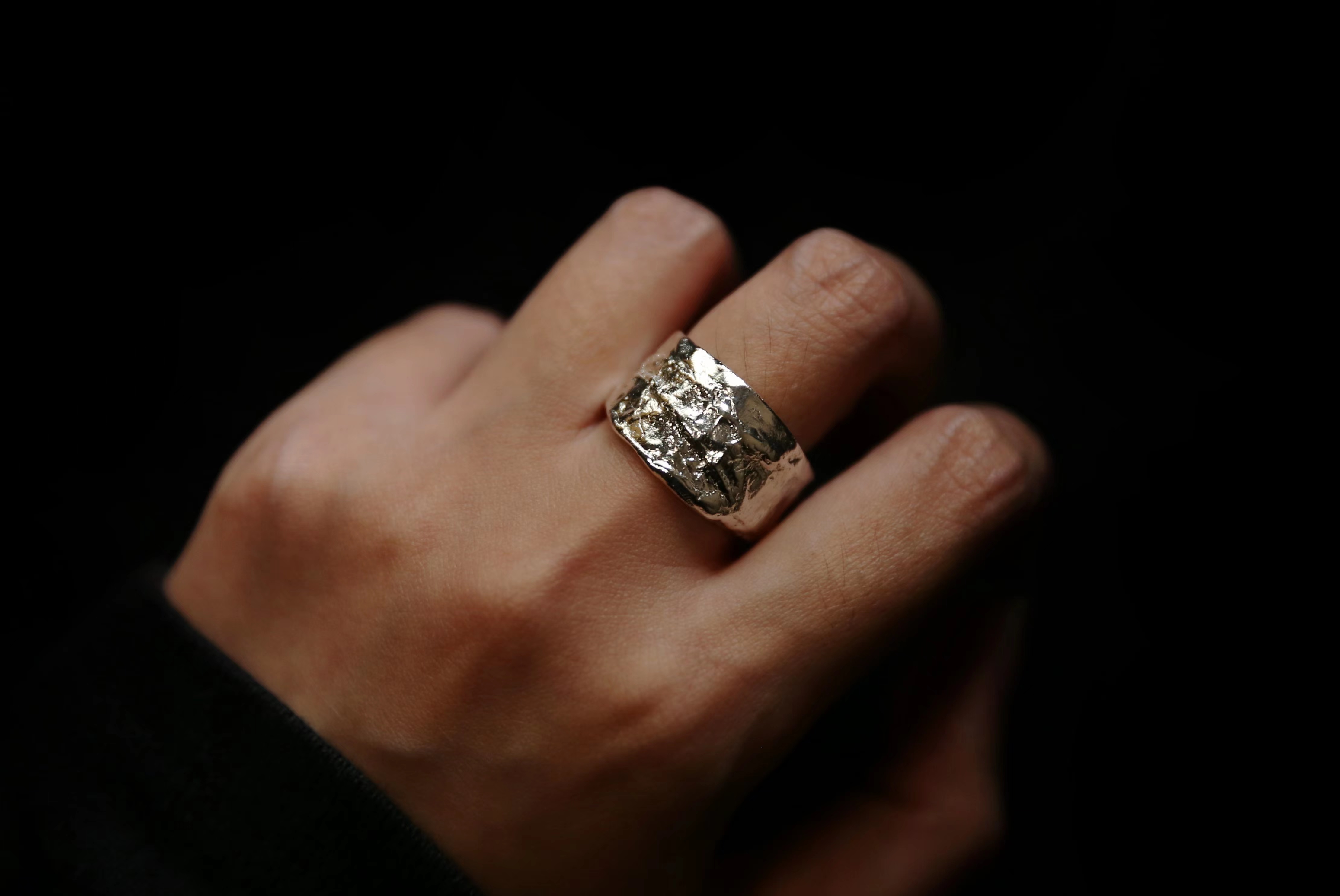 CHEZ BOQUE 冬日童话系列原创手工925银纸张肌理戒指《折纸0号》