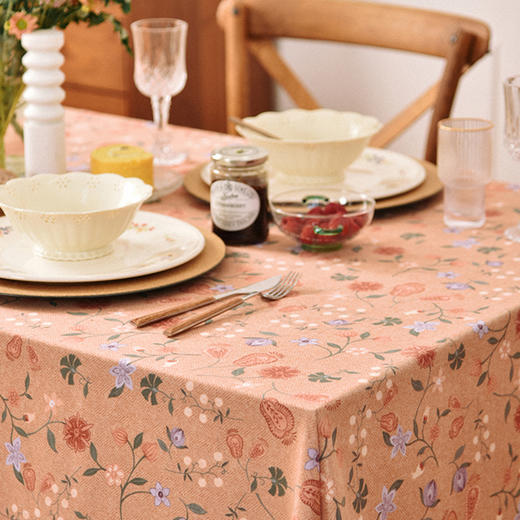 清新花卉印花桌布客厅电视柜布艺餐桌布 商品图2