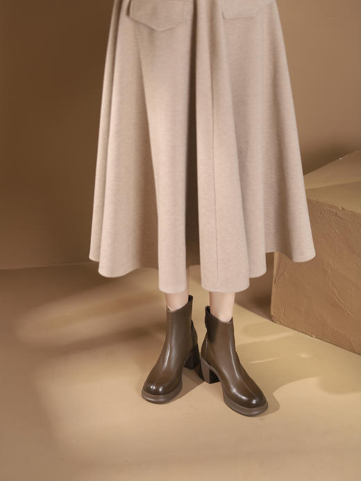 西村名物2023秋季新品法式复古圆头粗跟短靴系带短靴马丁靴X23DS46441 商品图6