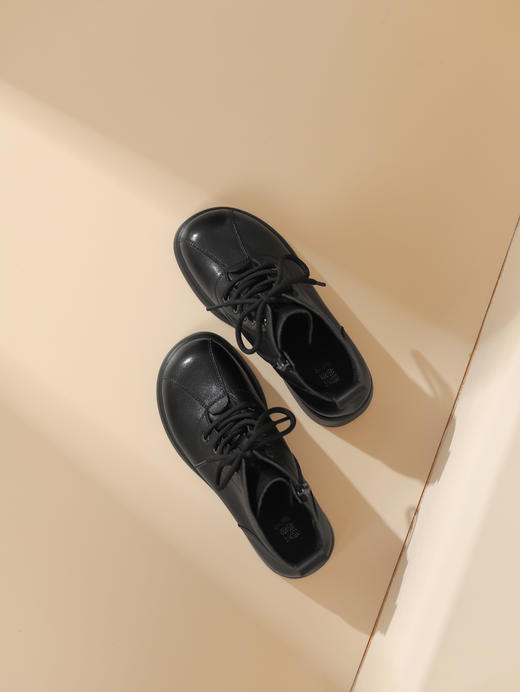 西村名物2023秋季新品复古圆头粗跟裸靴系带短靴马丁靴X23DS46511 商品图12