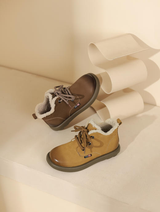 西村名物2023秋季新品圆头粗跟绒里靴系带短靴马丁靴X23DS46471 商品图10