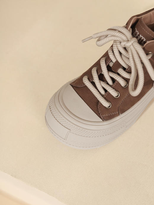 西村名物2023秋季新品圆头平底高帮小白鞋系带短靴马丁靴X23DS46461 商品图14