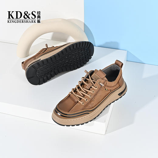 2023经典鲨男士新款户外行走潮流真皮舒适休闲鞋KW265-334051 商品图1