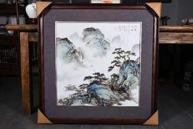 粉彩云鹤清幽瓷板