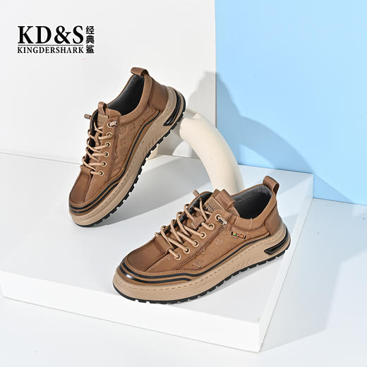 2023经典鲨男士新款户外行走潮流真皮舒适休闲鞋KW265-334051 商品图0