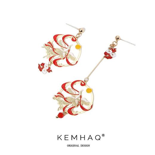 中国风汉服耳坠超仙纯银耳环不对称凤凰耳钉复古女气质无耳洞耳夹 商品图4