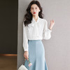 法式设计感蝴蝶结领白色衬衫，女春季新款别致泡泡袖雪纺衫职业衬衣CC-YX5619 商品缩略图1