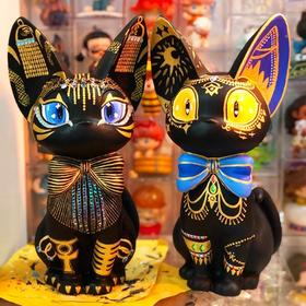 埃及吉吉猫石膏娃娃涂色diy陶瓷大号存钱罐手工彩绘白胚摆件网红