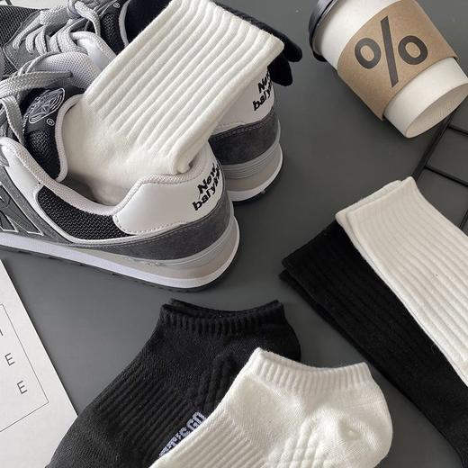 袜子男款中筒袜ins潮白色运动长袜防臭透气秋冬季男士船袜 商品图6