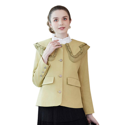 奢姿2024春季新款大码女装娃娃领减龄外套胖妹妹时尚短款外套9933391085 商品图4