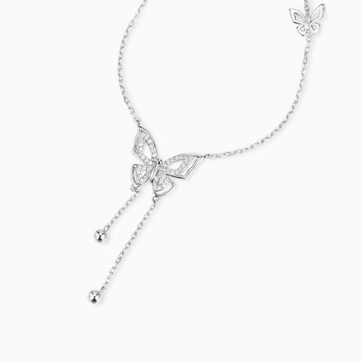 KADER卡蒂罗 流苏缪斯蝶梦项链 S925银森系小清新气质锁骨链吊坠饰品 女款浪漫蝴蝶配饰七夕礼物送女朋友 女款 银白色 商品图1