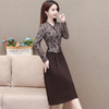 秋季新款，印花裙长袖裙拼结假两件中长裙时尚连衣裙QYM-KED-M3827-Y 商品缩略图1