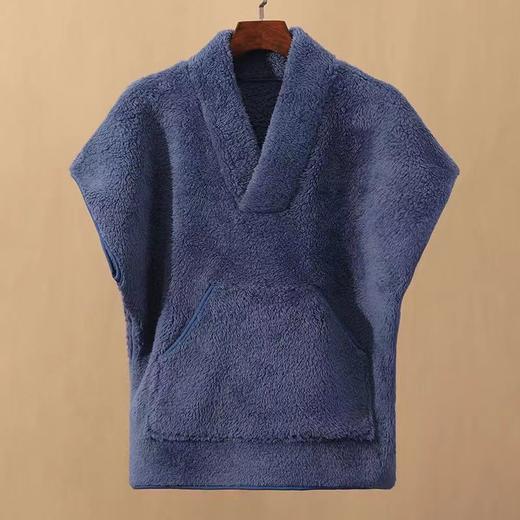 双面珊瑚绒V领坎肩蝙蝠袖马夹保暖上衣冬季新款宽松中老年护肩颈 商品图6