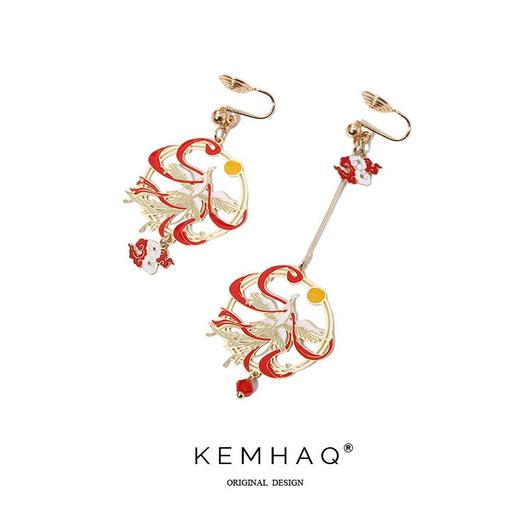 中国风汉服耳坠超仙纯银耳环不对称凤凰耳钉复古女气质无耳洞耳夹 商品图6