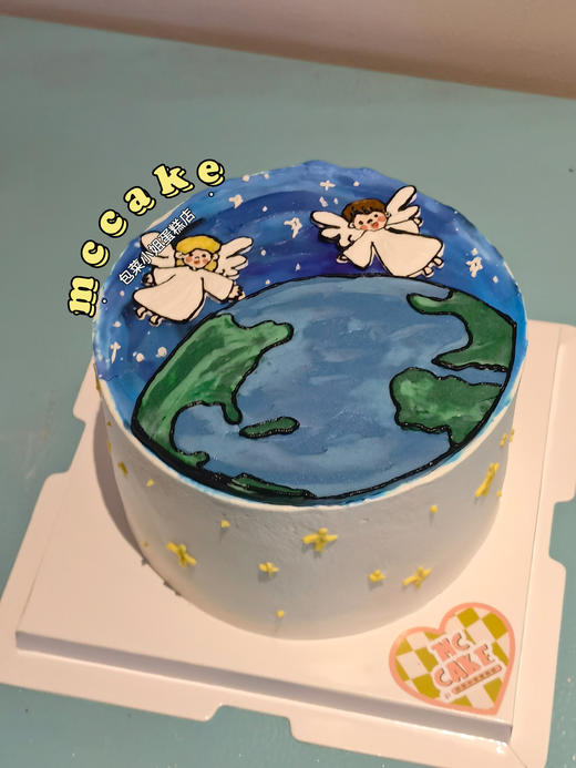 地球天使手绘蛋糕 商品图0