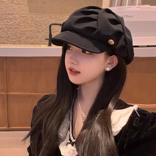 大码云朵帽子女褶皱包脸显脸小八角帽出游休闲韩版百搭素颜贝雷帽 商品图3