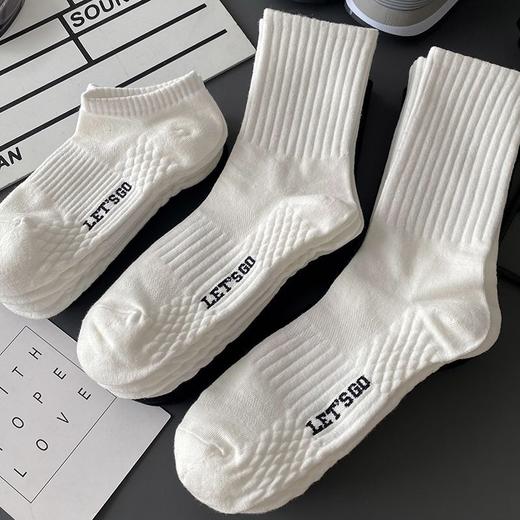 袜子男款中筒袜ins潮白色运动长袜防臭透气秋冬季男士船袜 商品图1