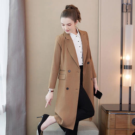 奢姿2025春季新款大码女装纽扣纯色外套胖mm大翻领气质时尚风衣3233102951 商品图1