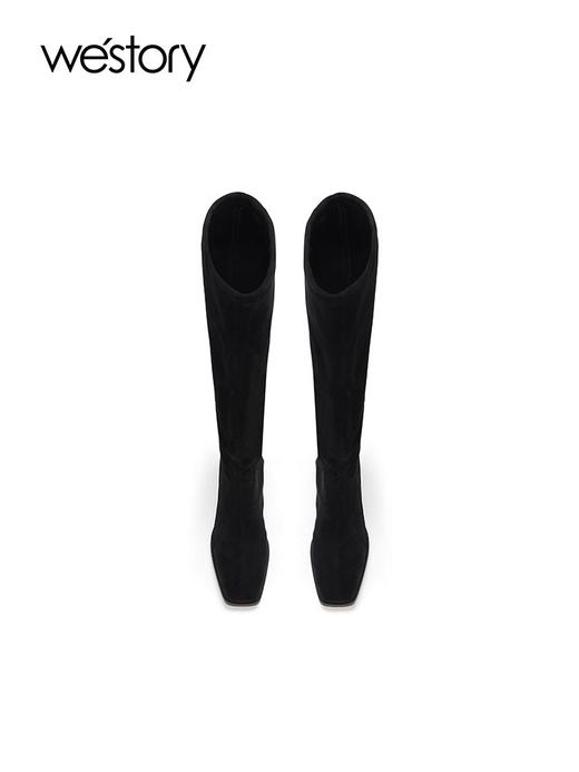 westory2023年秋季新品欧美高街出行时装靴粗跟长靴方头女靴S23DI83371 商品图1