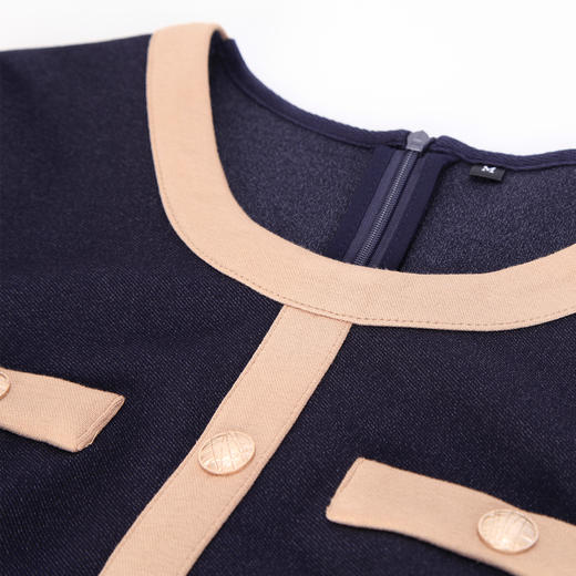 NG858斯尔丽2023秋季新款撞色小香风修身显瘦连衣裙 商品图4