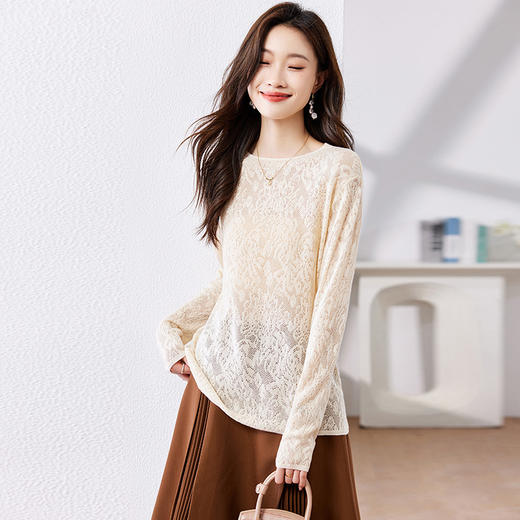 镂空羊毛针织打底衫，女一字肩上衣内搭春秋新款时尚百搭薄毛衣CC-AB707 商品图2