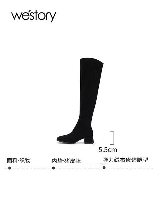 westory2023年秋季新品欧美高街出行时装靴粗跟长靴方头女靴S23DI83371 商品图0