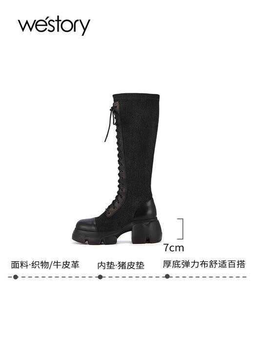 westory2023年秋季新品欧美高街出行时装靴粗跟长靴女靴S23DQ83461 商品图0