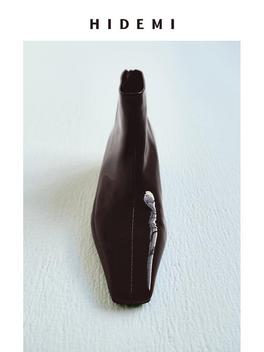 HIDEMI【当当同款】极简方尖头内增高踝靴短靴 牛皮/漆皮/麂皮 商品图12