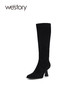 westory2023秋季新品复古做旧感气质高跟长筒长靴W23DQ83021 商品缩略图0
