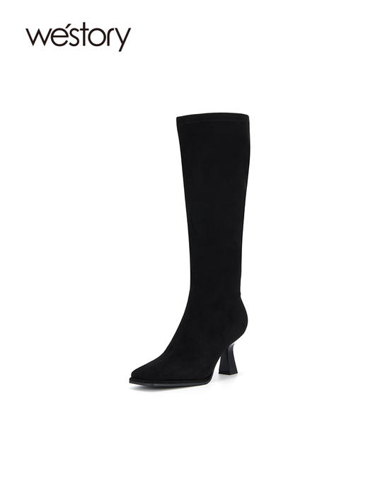 westory2023秋季新品复古做旧感气质高跟长筒长靴W23DQ83021 商品图0