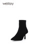westory2023秋季新品潮牌袜靴尖头细跟短靴裸靴弹力瘦瘦靴W23DS83031 商品缩略图2