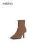 westory2023秋季新品潮牌袜靴尖头细跟短靴裸靴弹力瘦瘦靴W23DS83031 商品缩略图1