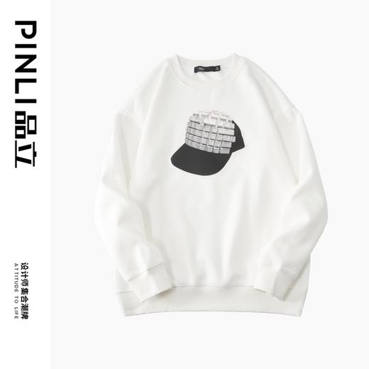 PINLI品立2023秋季新款男士圆领印花落肩袖套头卫衣潮BG233109002 商品图1