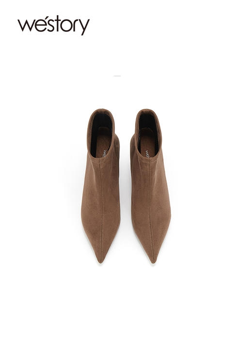 westory2023秋季新品潮牌袜靴尖头细跟短靴裸靴弹力瘦瘦靴W23DS83031 商品图3