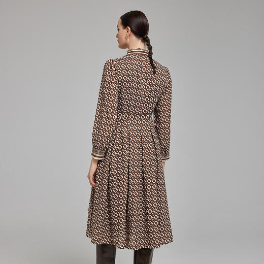 NG806斯尔丽2023秋季新款飘带蝴蝶结下摆收褶通勤连衣裙 商品图1