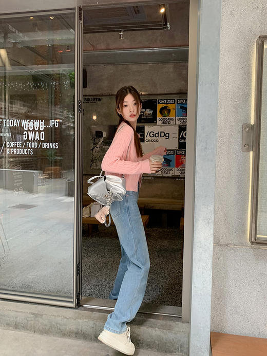 <曾小咸推荐> 【出挑日常】粉色开衫+加绒牛仔裤 商品图3