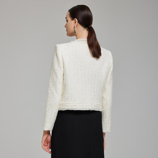 NG114斯尔丽23秋季新款气质名媛范女小香镶珍珠交织面料圆领长袖外套 商品图1