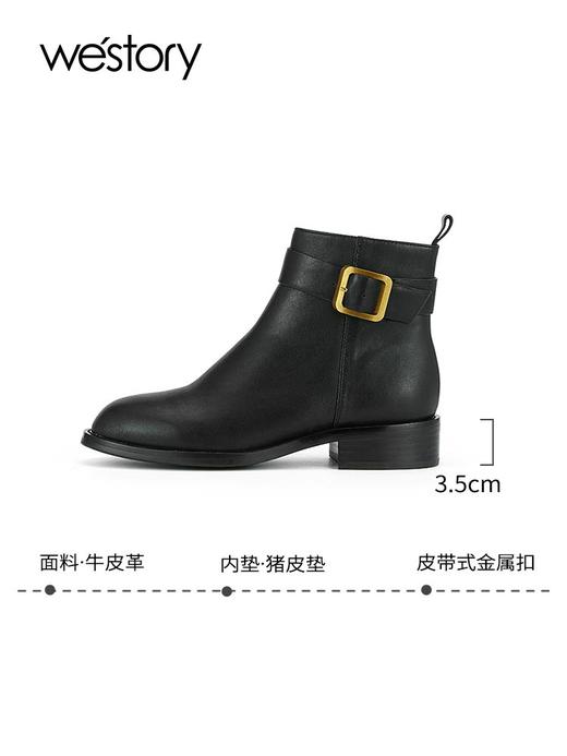westory2023年秋季新品欧美复古时装靴方跟圆头短靴女靴S23DS83611 商品图2