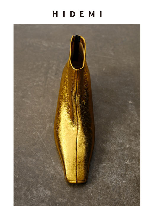 HIDEMI【当当同款】极简方尖头内增高踝靴短靴 牛皮/漆皮/麂皮 商品图5