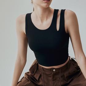 【限时秒】YOGACODE【火树银花系列】镂空肩带速干带胸垫瑜伽背心YCDS450