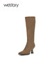 westory2023秋季新品复古做旧感气质高跟长筒长靴W23DQ83021 商品缩略图2