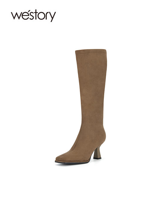 westory2023秋季新品复古做旧感气质高跟长筒长靴W23DQ83021 商品图2