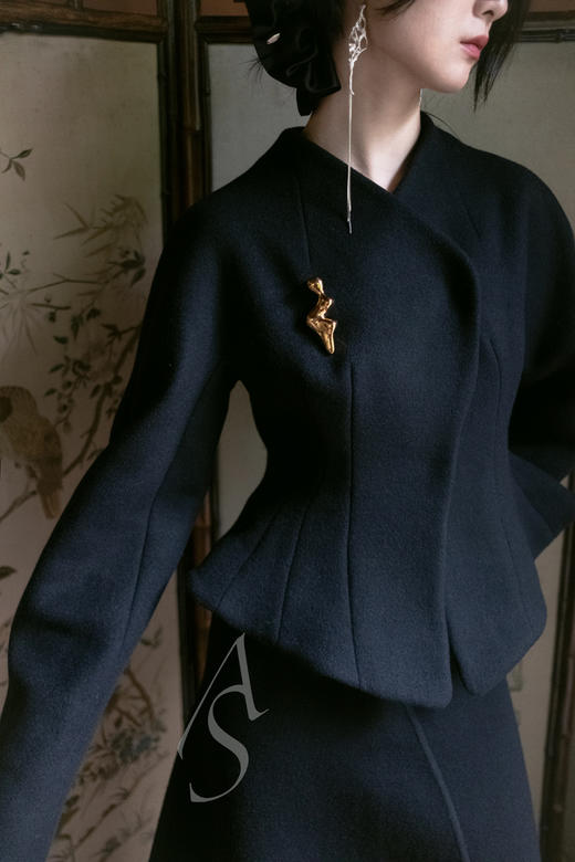 Ashlyn 雾灰提花/黑色PRINCE羊毛夹克 商品图3