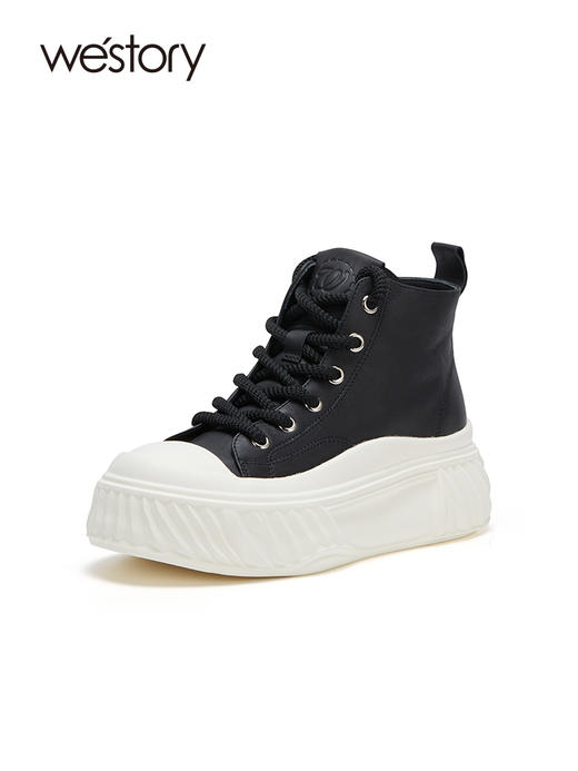 westory2023秋季新品松糕厚底增高时尚休闲板鞋高帮饼干鞋S23DS82931 商品图1