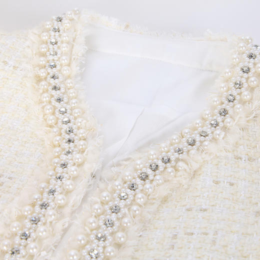 NG114斯尔丽23秋季新款气质名媛范女小香镶珍珠交织面料圆领长袖外套 商品图4