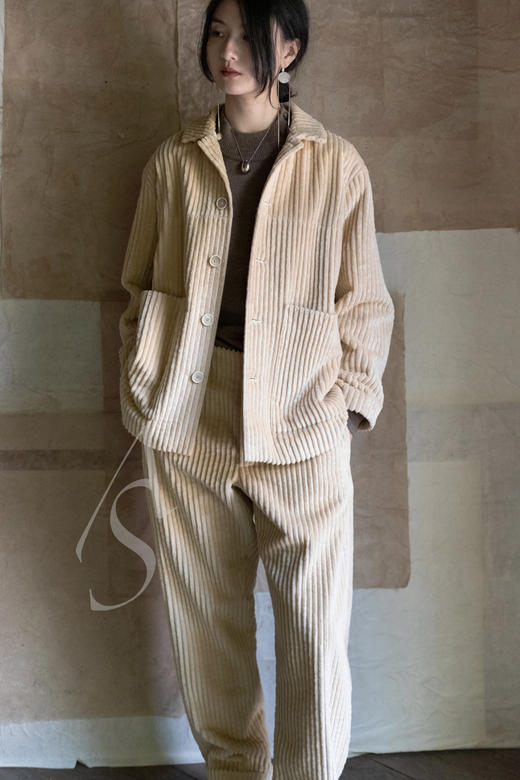 Margaret Howell 浅茶棕罗纹领法式海军羊绒衫 商品图6