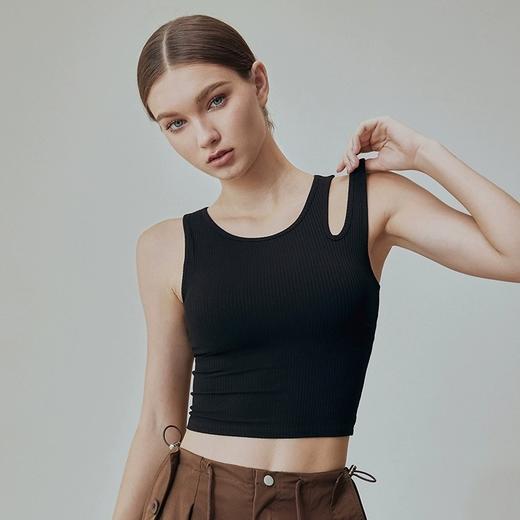 【限时秒】YOGACODE【火树银花系列】镂空肩带速干带胸垫瑜伽背心YCDS450 商品图1