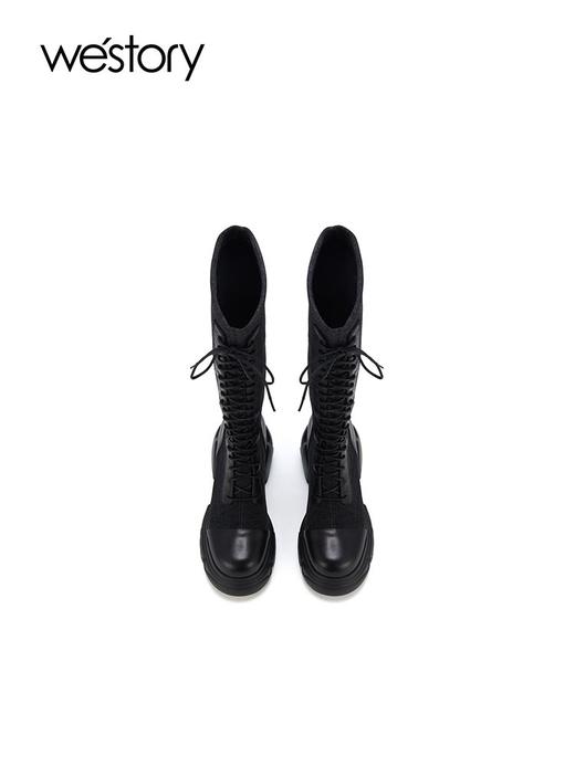 westory2023年秋季新品欧美高街出行时装靴粗跟长靴女靴S23DQ83461 商品图1